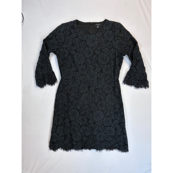 Ann Taylor Dresses & Skirts - LBD Ann Taylor Petite Black Winter Formal Lace‎ 3/4 Sleeve Sheath Dress 8P